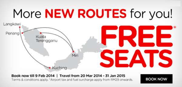 AirAsia New Routes Free Seats Promotion