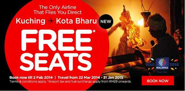 AirAsia Free Seats Promotion: Kuching To Kota Bharu