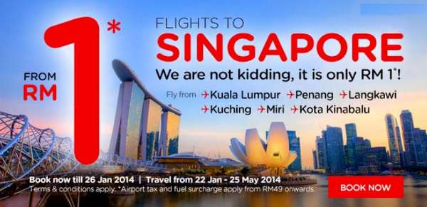 AirAsia RM1 Promotion to Singapore