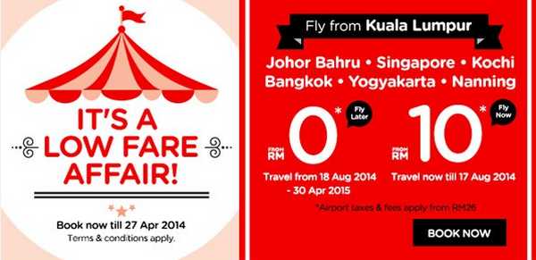 AirAsia RM0 Fares Promotion