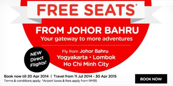 AirAsia Free Seats Promotion From Johor Bahru