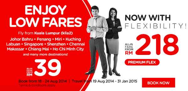 AirAsia Enjoy Low Fares Promotion From RM39