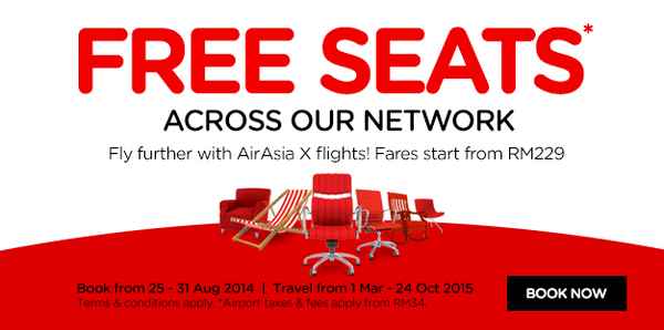 AirAsia X Free Seats Promotion 2015