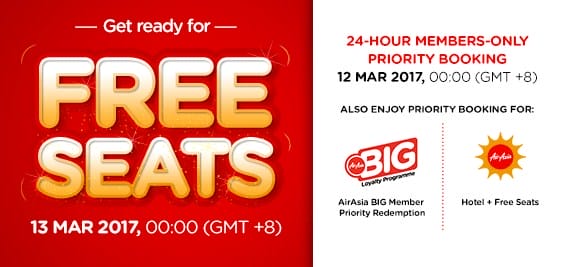 AirAsia Free Seats Deal March 2017