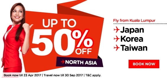 AirAsia Up to 50% off North Asia Sale