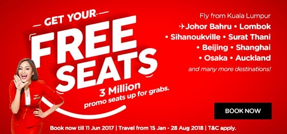 AirAsia 3 Million Free Seats 2018 Promotion