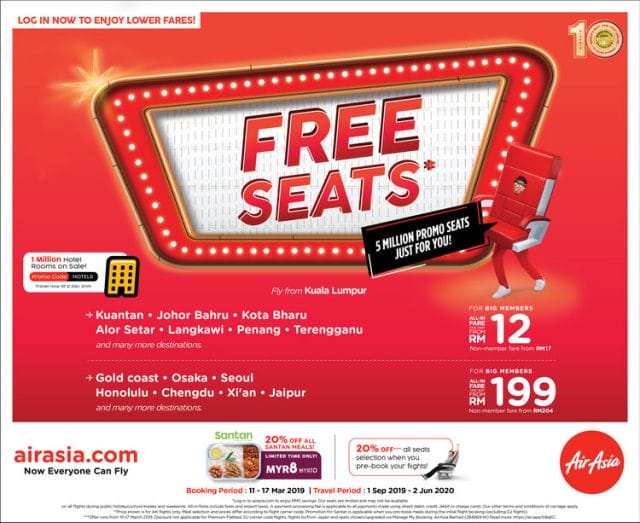 AirAsia Free Seats Promotion 2019-2020
