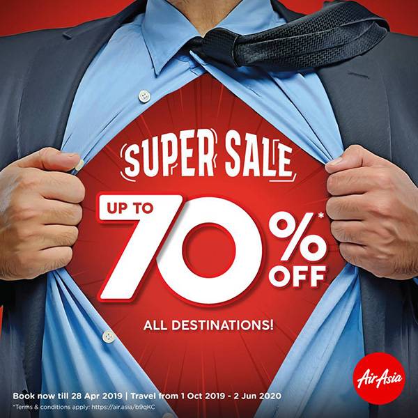 AirAsia Super Sale Promo Up To 70% Off