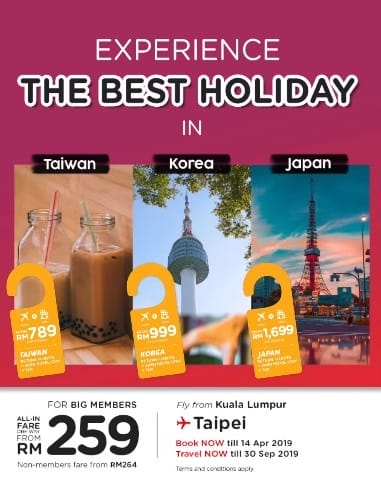 AirAsia Best Fares for Taiwan, Korea & Japan