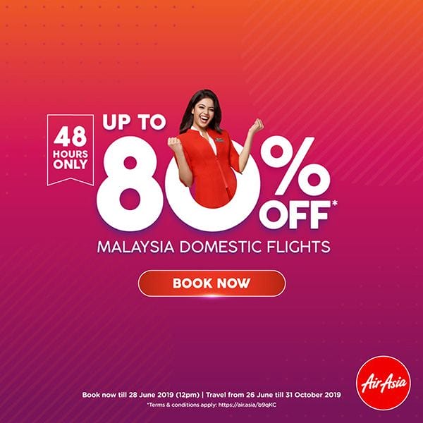 AirAsia 80% Off Domestic Flights Promotion