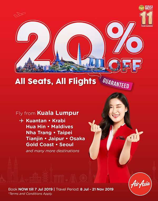 AirAsia 20% Off All Seats All Flights Promotion