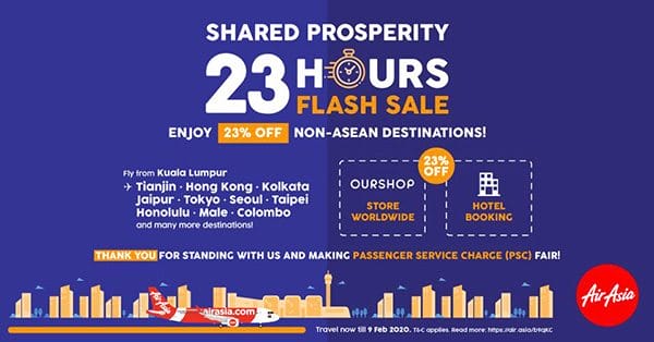 AirAsia 23 Hours Flash Sale Discount Up To 23%