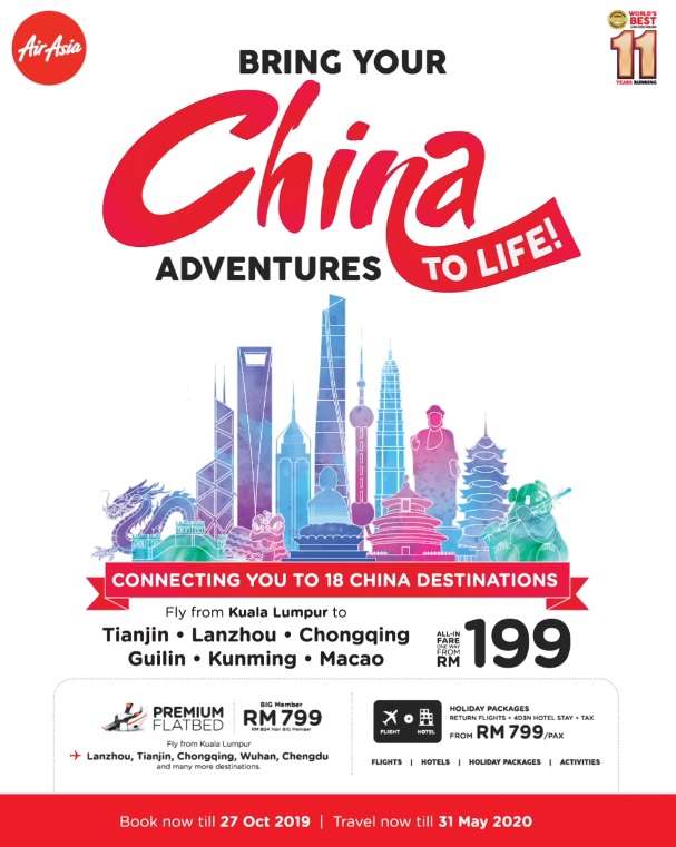 AirAsia China Adventures Promotion Fares from RM199