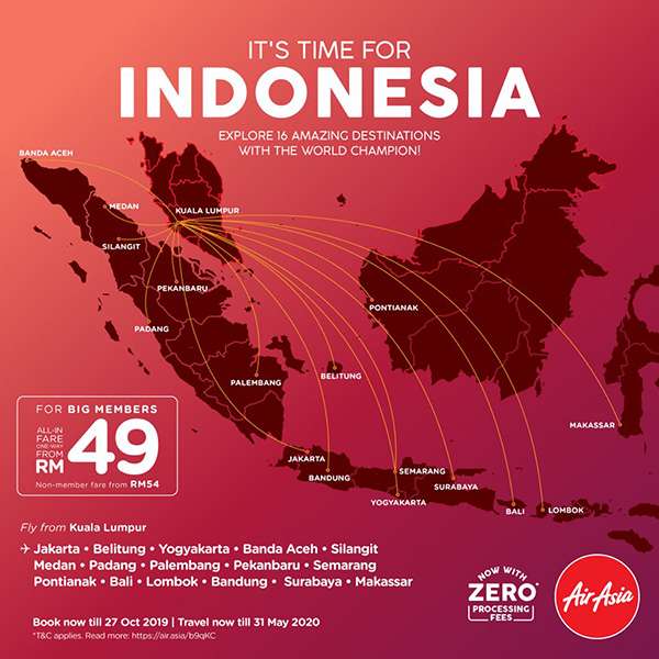 AirAsia Special Offers to Indonesia from RM49