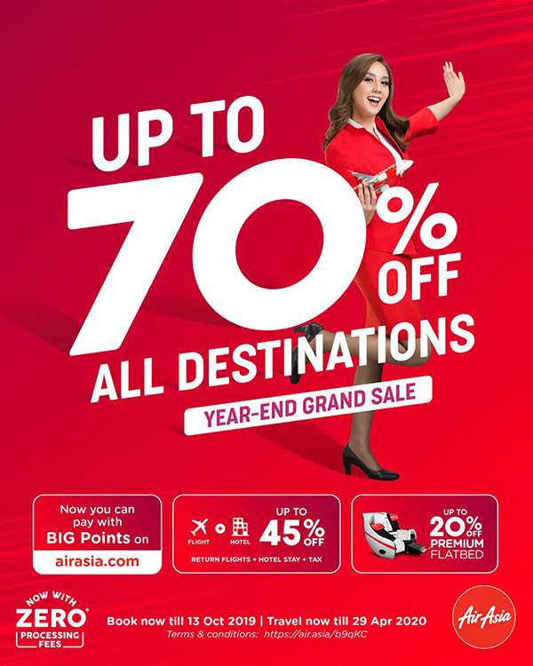 Airasia Year End Grand Sale up to 70% off Promo