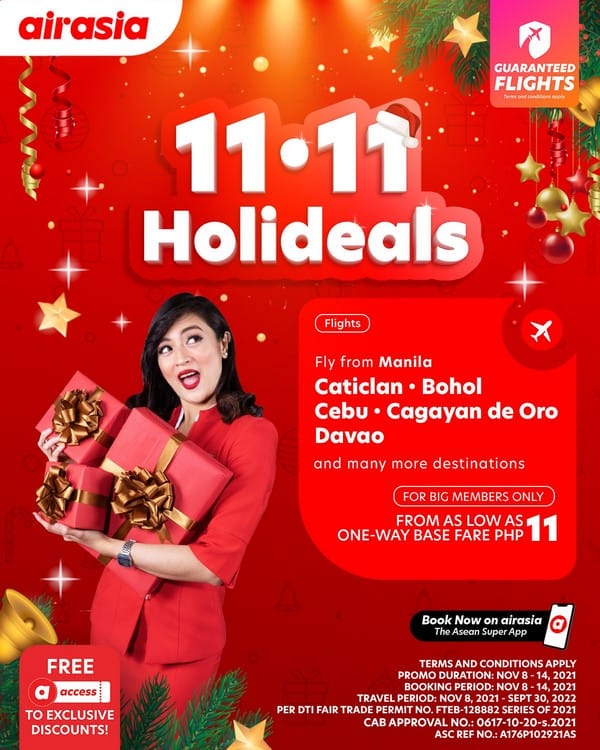AirAsia Philippines 11.11 Holideals From Php11